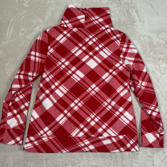 NWT Talbots Cowl Neck Sweater Red White Plaid Pullover Fleece Women's Size L - Picture 4 of 7